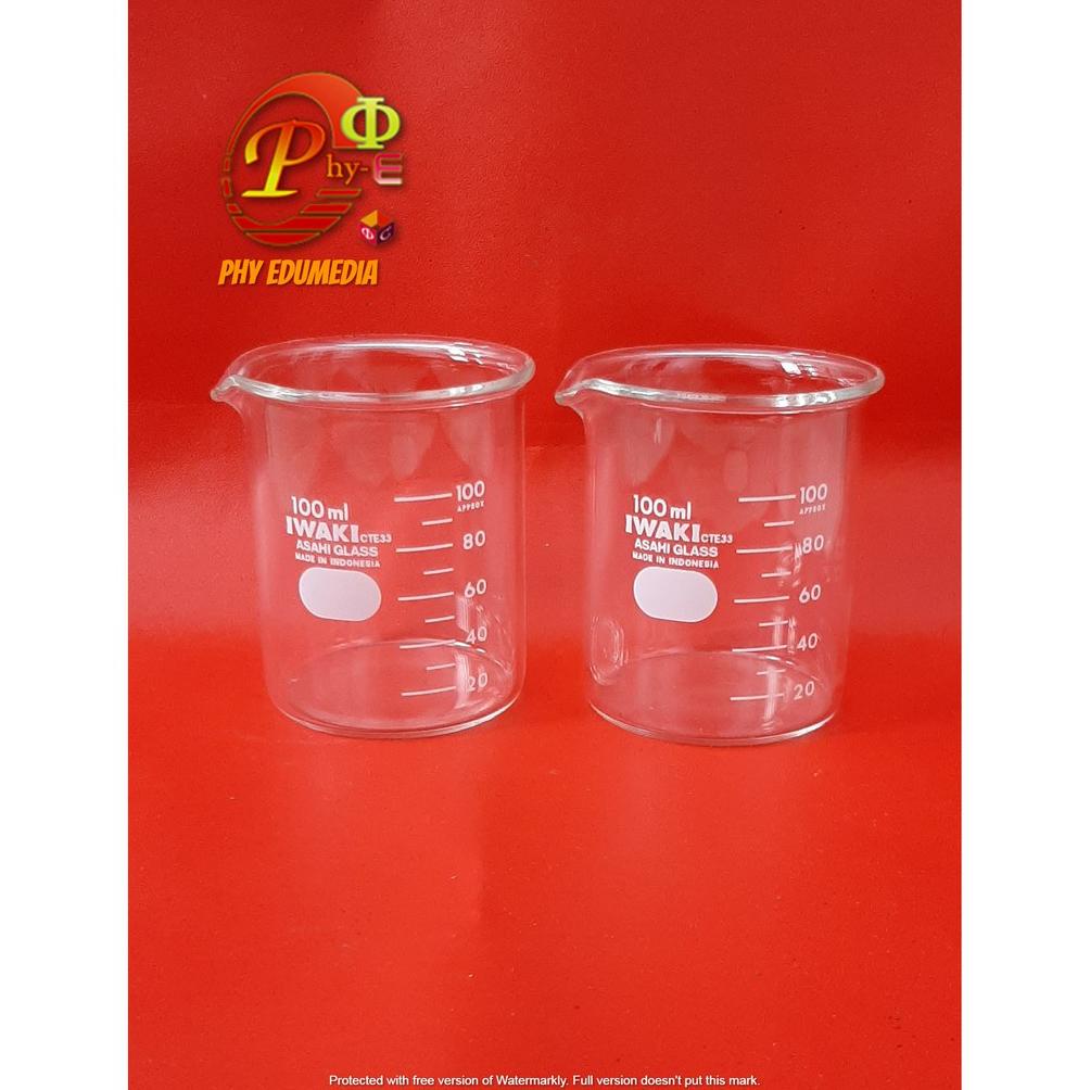 Hot - Beaker / Beaker 100ml Iwaki / Beaker Glass 100ml / Gelas Kimia 100ml IWAKI ~