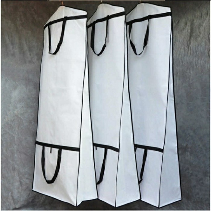 Cover tas pelindung gaun wedding / sarung gaun baju pesta warna Putih