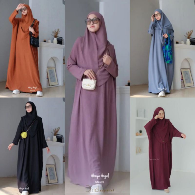 ONE SET ABAYA ANGEL GAMIS CRINGKLE BUSUI