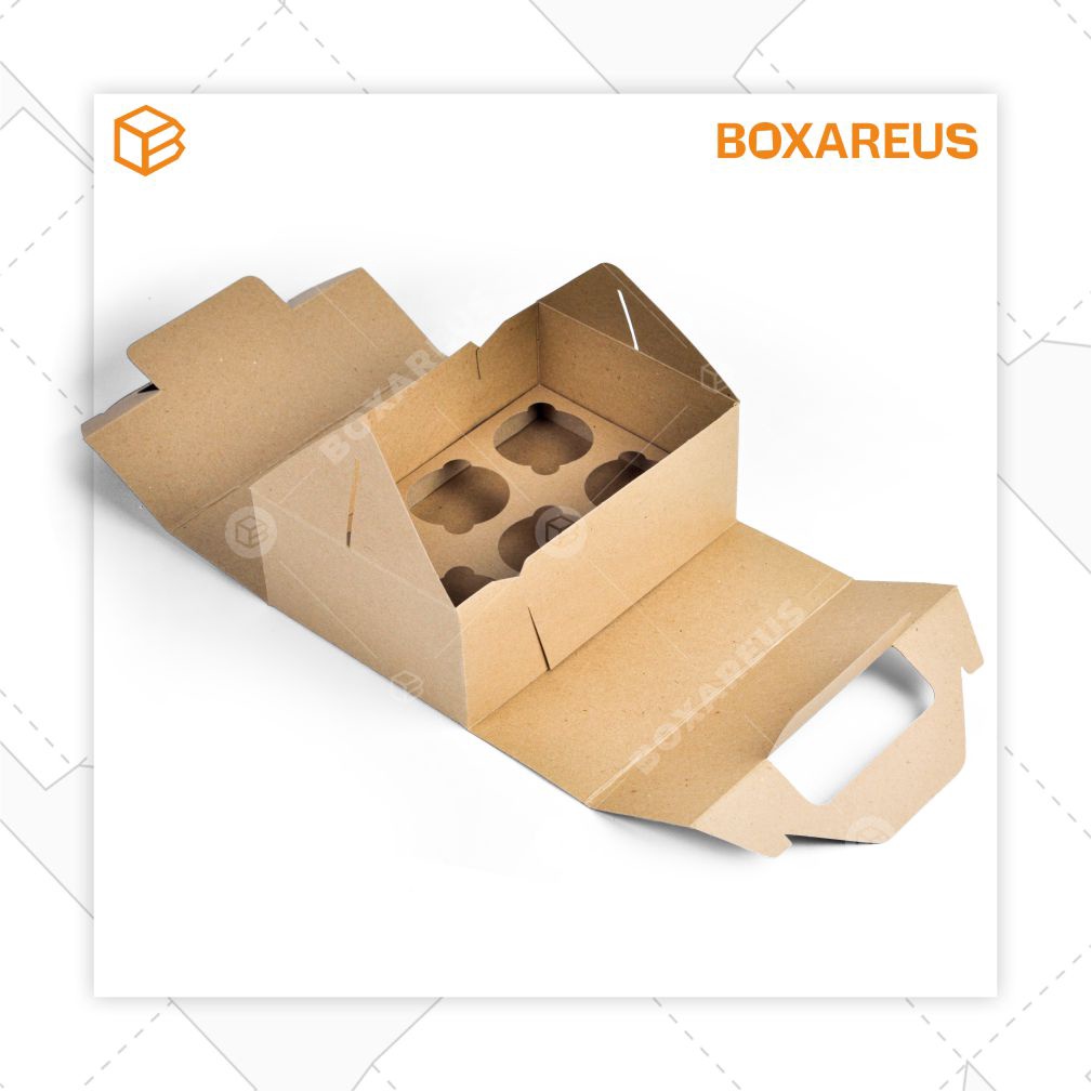 Cupcake Box, Packaging, Dus Kemasan, Cake Box | 40413 BROWN + INSERT (10 pcs)