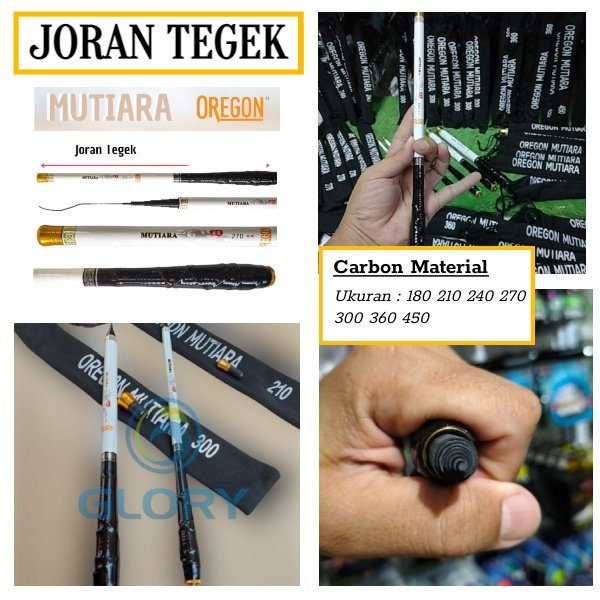 Joran Tegek Oregon Mutiara Ruas Pendek Kaku Bahan Karbon Dengan Panjang 180 210 240 270 300 360 450 