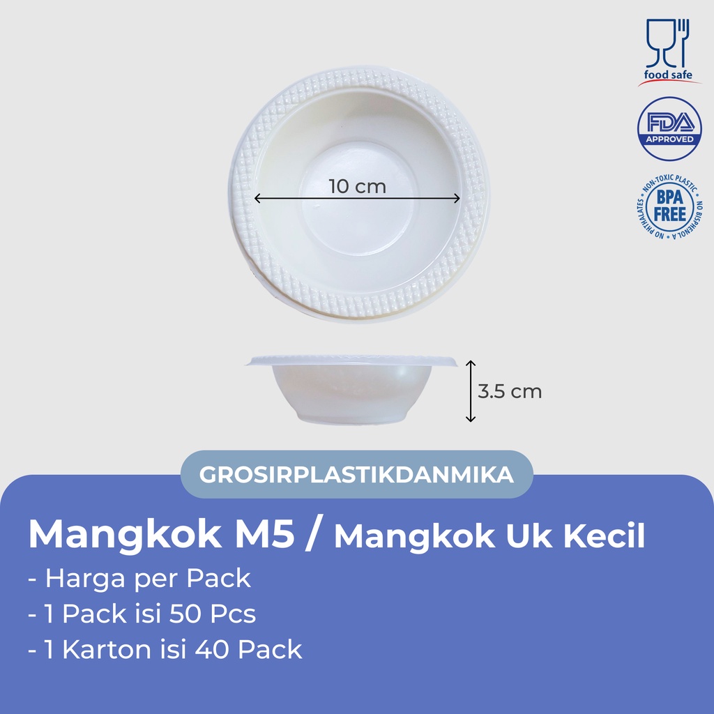 Jual Mangkok Plastik M5 Mangkok Plastik Putih Susu Ukuran Kecil 1