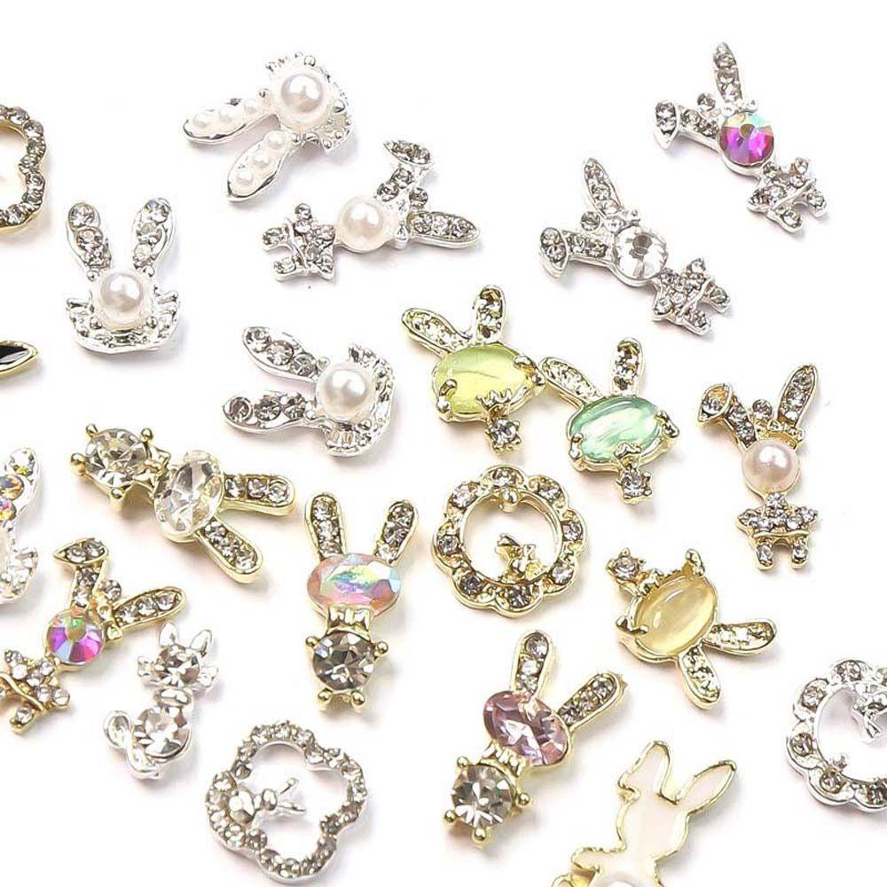Mxbeauty Rabbits Nail Rhinestones Cute Nail Charms Alloy Rabbits Korea 3D Nail Art Drills