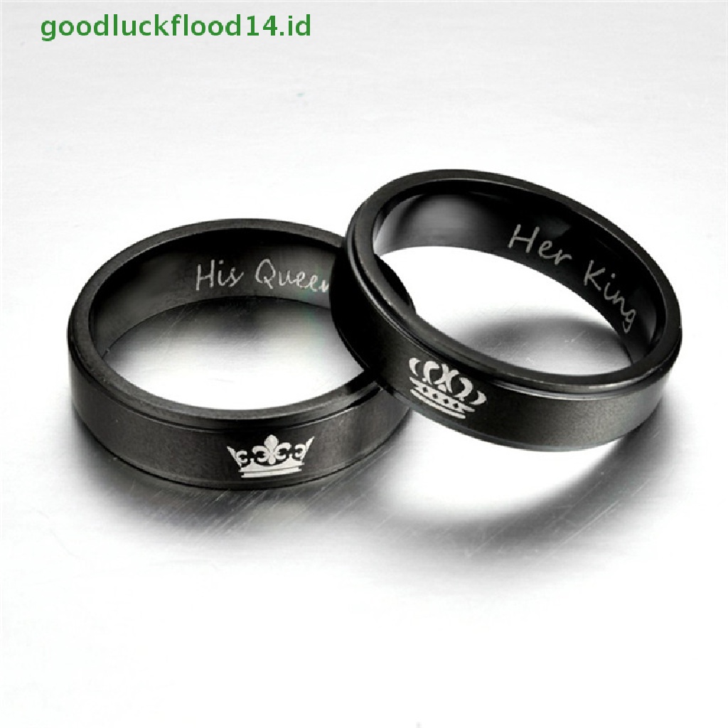 [GOOGFOUR] Cincin Couple HIS QUEEN HER KING Cincin Anti Karat Chic Perhiasan Aksesoris [TOP]