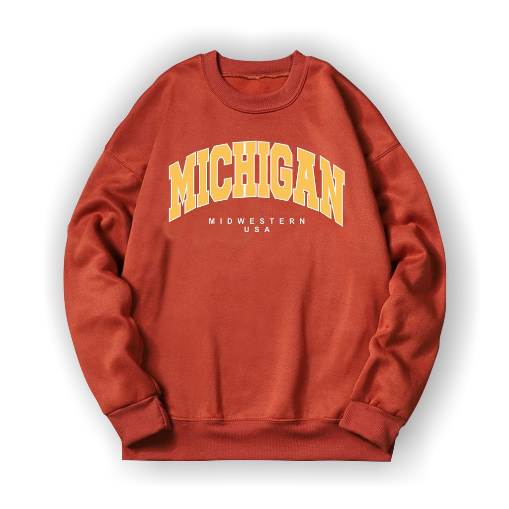 MICHIGAN USA Sweater Crewneck Print DTF II MICHIGAN USA Sweatshirt Basic II Sz M - XL Anak &amp; Dewasa ( Pria &amp; Wanita )