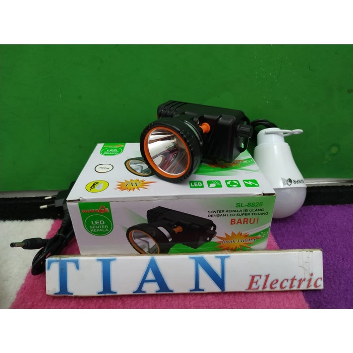 SUNPRO SL-8828 LED Senter Kepala Jarak 1400M ORIGINAL.