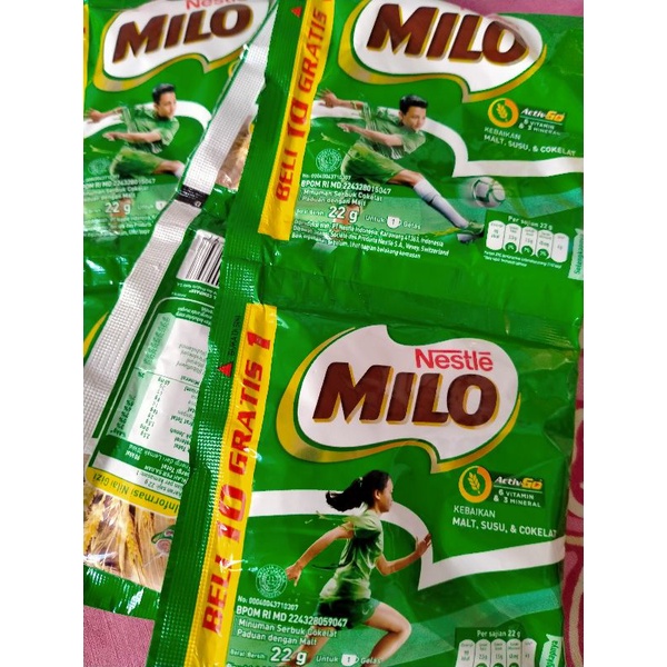 

Milo Sachet Renceng 22 gr isi 10 FREE 1