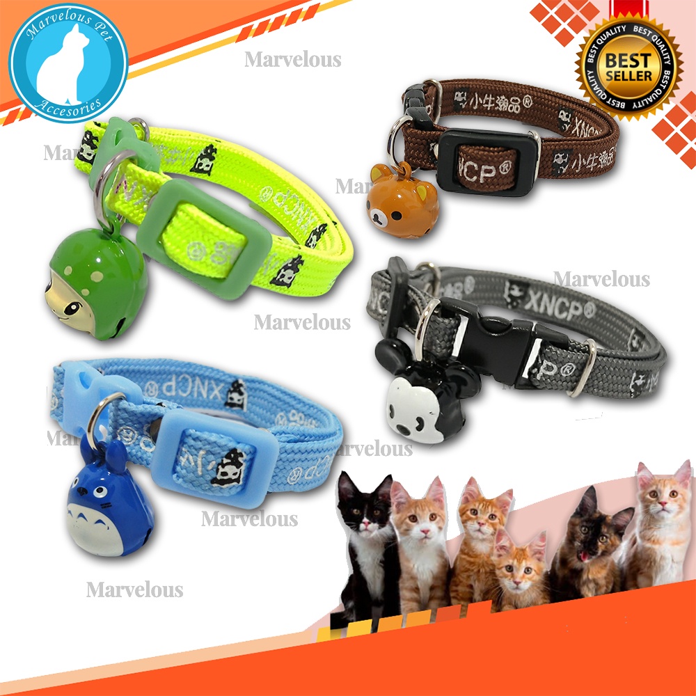 Kalung kucing lonceng karakter bahan empuk all size kualitas premium / cat collar (KKBTS)