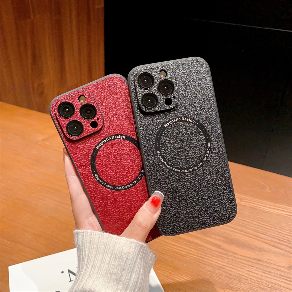 Luxury leather magnetic Case iPhone 14 Pro Max Plus Case iPhone 13 12 Pro Max Kamera Canggih Perlindungan Lensa Shock Protection Case Tertutup Penuh