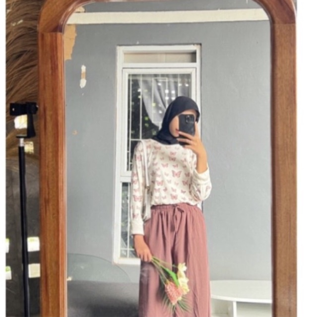 [BEST SELLER] SETELAN WANITA / ONESET KAOS MOTIF CELANA CRINKLE / DAILY OUTFIT ONESET