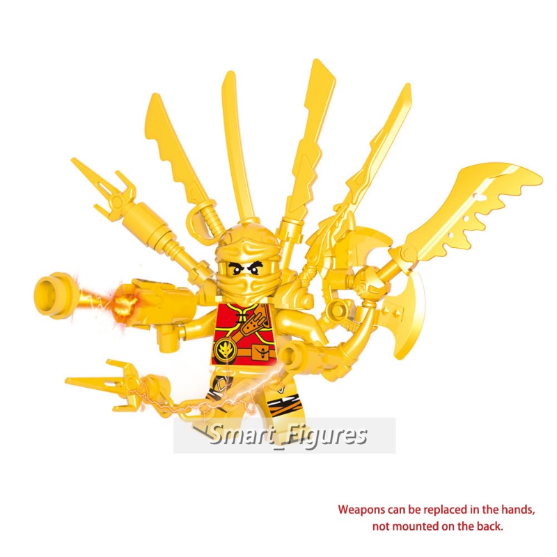 Golden Ninjago Dengan Banyak Senjata Lloyd Kai Jay Walker Nya Zane Robort Anak Rakitan Mainan Hadiah Phantom Ninja