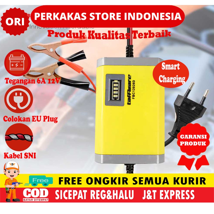 Charger Aki Otomatis Mobil Motor Charger Carger Alat Cas Casan Aki Motor Dan Mobil Otomatis 6A 12V O