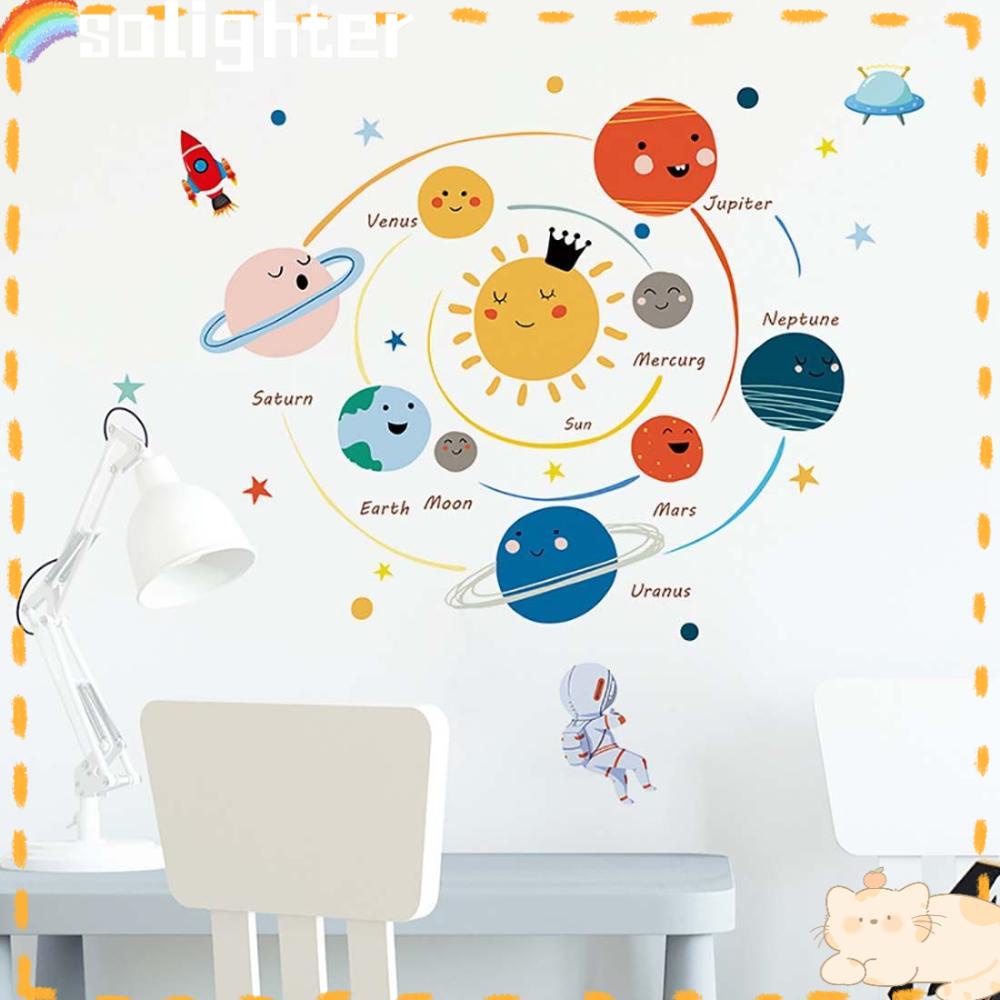 Solighter Solar System Wall Decal Dekorasi Kamar Bayi Untuk Kamar Anak Vinyl Mural Art Jungle