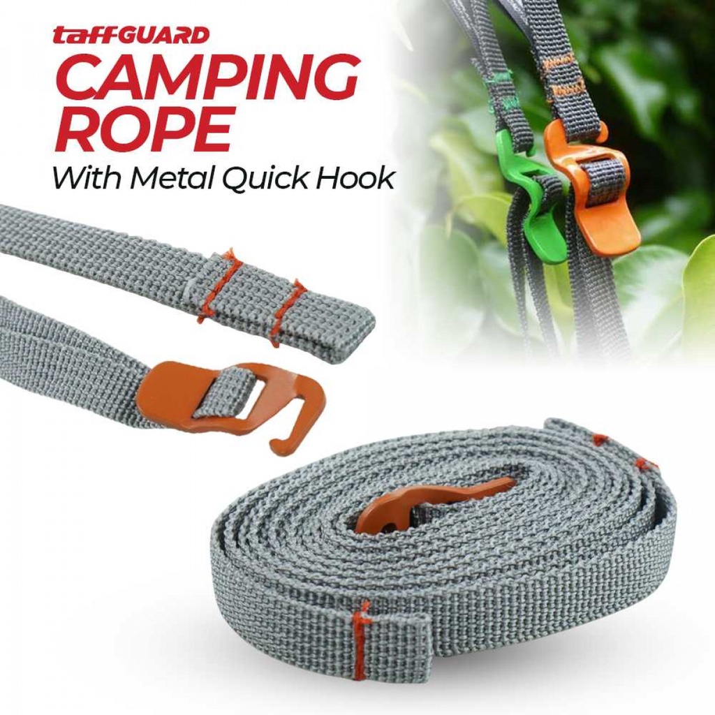 TaffGUARD Strap Tali Pengikat Tas Camping Rope with Metal Quick Hook