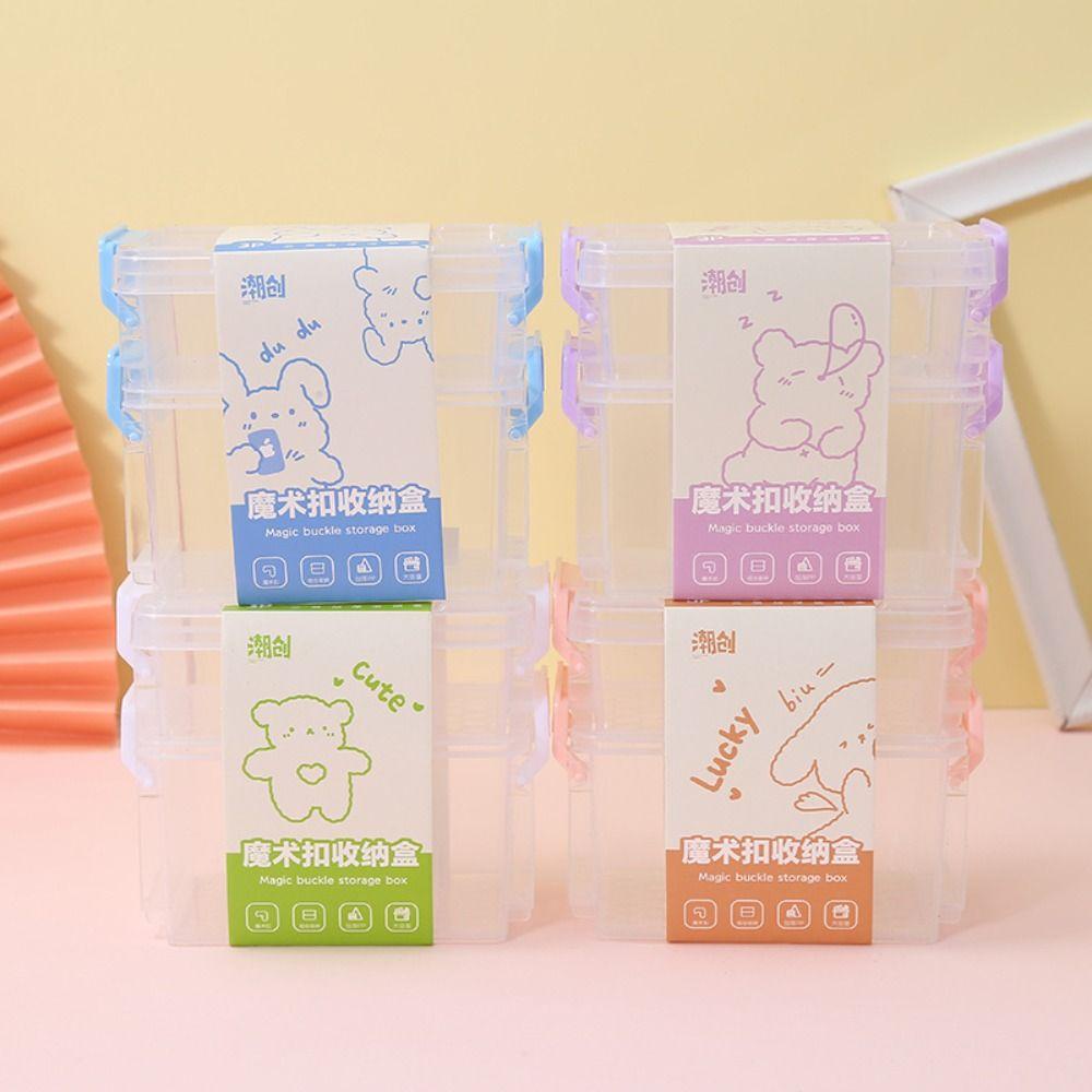 NICKOLAS1 Kotak Penyimpanan Desktop Mini 3PCS Tahan Debu Transparan Perlengkapan Kantor Klip Kuku Multifungsi Organizer