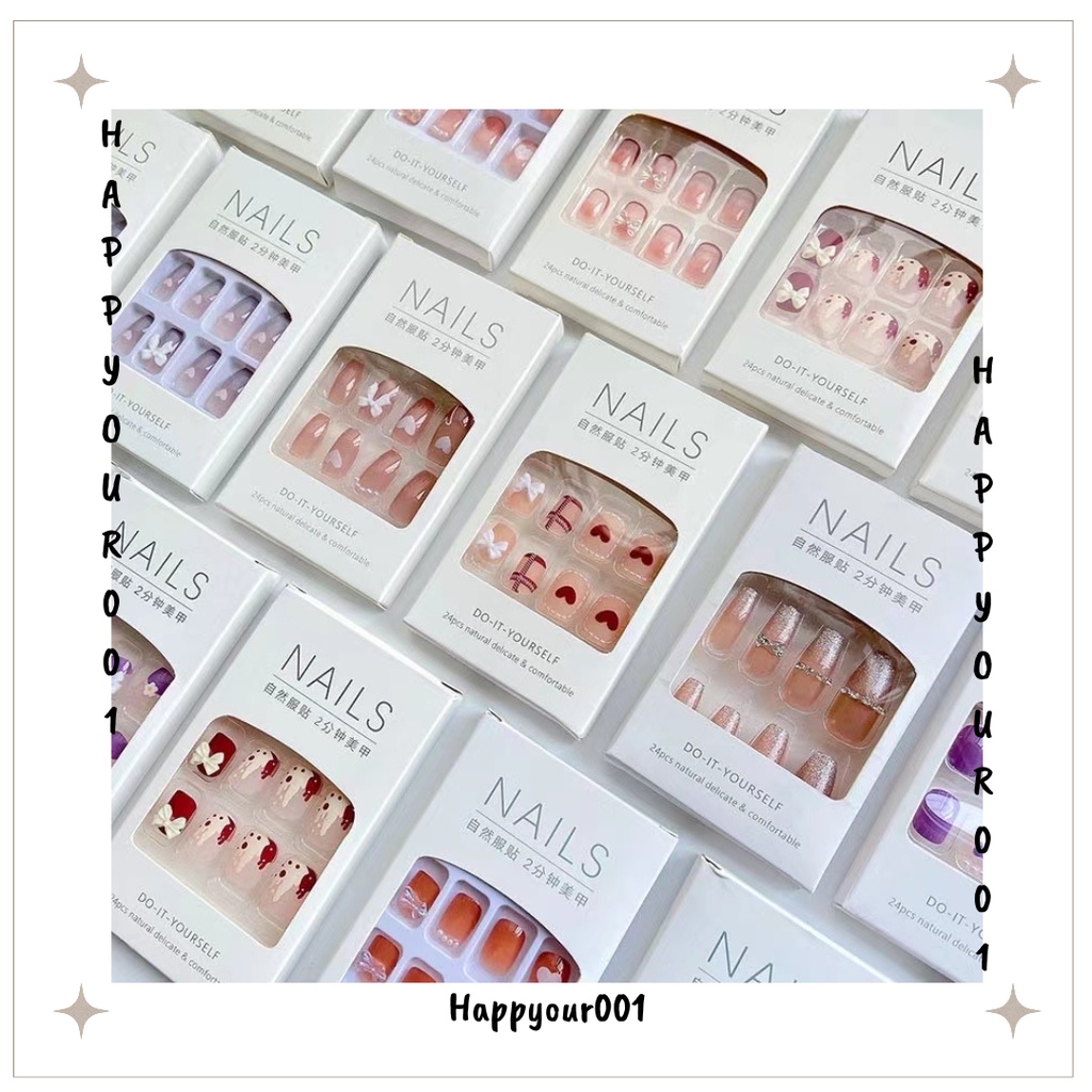 LK13311-LK13360 24 PCS Kuku Palsu Dan Lem /Fake Nail Art 3d /Stiker Kuku Tahan Air