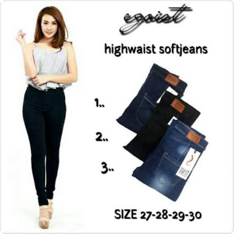 Egoist Celana jeans Highwest premium Denim Hitam dan Blue sprey , 27 - 30 HW // 31 - 34 Standar
