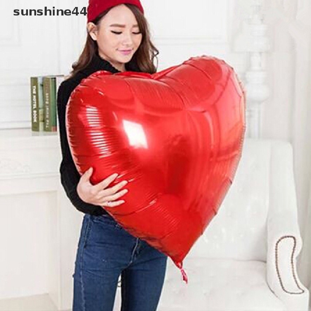 Sunshine Heart Balloon 75 cm Red Heart Shape Air Party Balloons Valenes Day Wedding Love Dekorasi Perlengkapan Nikah Balon Foil.