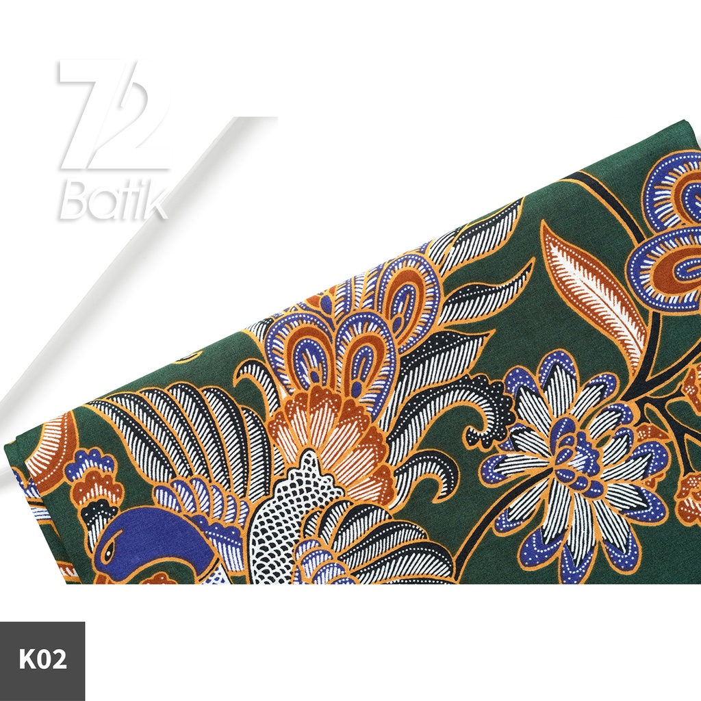 KAIN BATIK PREMIUM Bahan Katun Motif Burung Kembang Hijau 722695 Cap 72 Jarik Jarit Samping Kebat Panjang Batik Katun Modern Premium Bahan Seragam Batik Pernikahan Kantor Keluarga Murah Kamen Jadi Batik Bali Lembaran