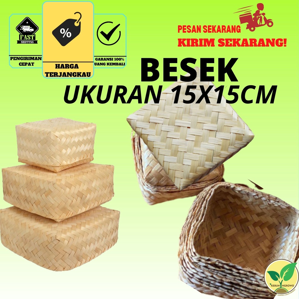 Jual Besek Anyaman Bambu Ukuran 15x15 Untuk Ketering Nasi Kue Hajatan 1 ...