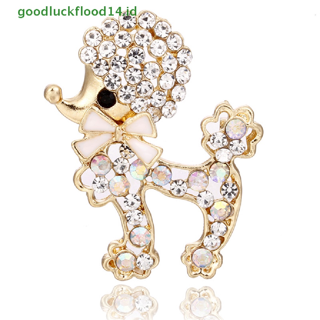 [GOOGFOUR] Kristal Berlian Imitasi Anjing Bros Pin Indah Anjing Hewan Bros Pin Wanita Perhiasan [TOP]