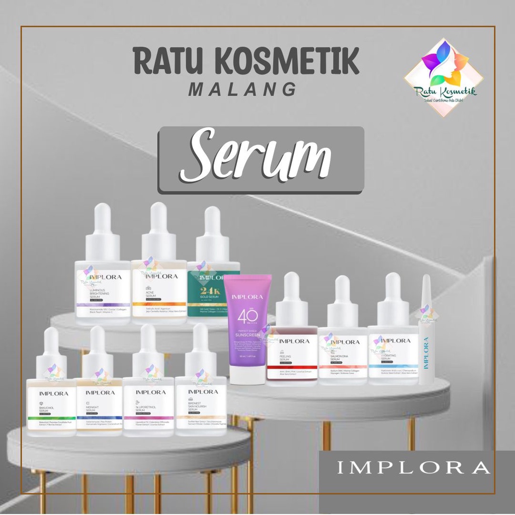 ❤ RATU ❤ Implora Sunscreen Spf 40 PA++++ | Face Serum Brightening | Acne | Peeling | Midnight | Gold | Bakuchiol | 1% Liporetinol | Hydrating | Serum Wajah Implora Ampoule