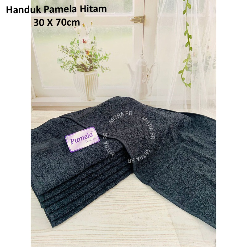 Handuk Pamela Hitam by Lenuta 30 x 70cm | Handuk Salon Handuk Muka Handuk Olahraga Polos Hitam