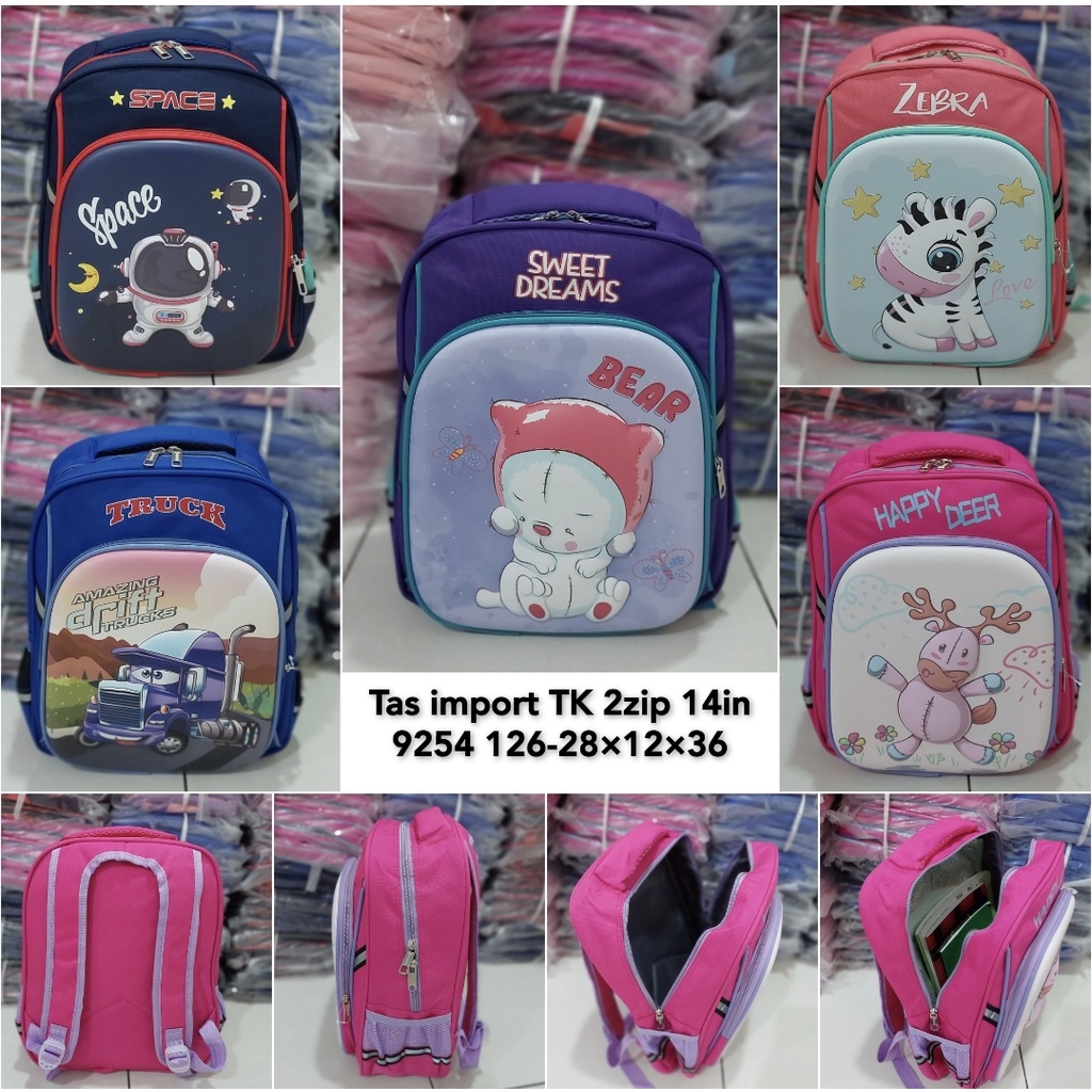 Tas import ransel sekolah paud pg tk anak laki laki dan anak perempuan