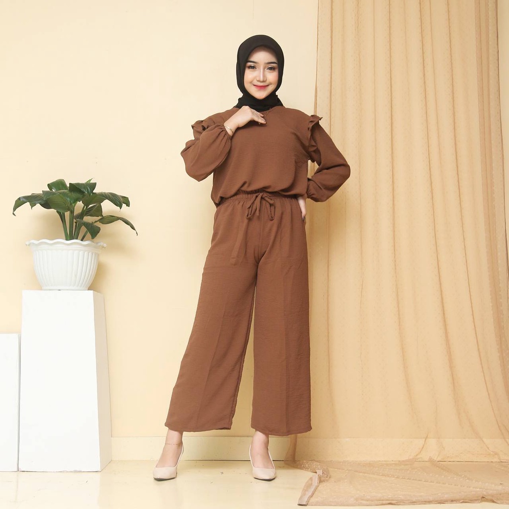 BISA COD // RUBY SET BLOUSE KOREAN STYLE // SETELAN KULOT CRINKLE // OOTD SETELAN HIJAB KEKINIAN // SETELAN WANITA KEKINIAN // OUTFIT WANITA KEKINIAN SET OOTD HIJAB