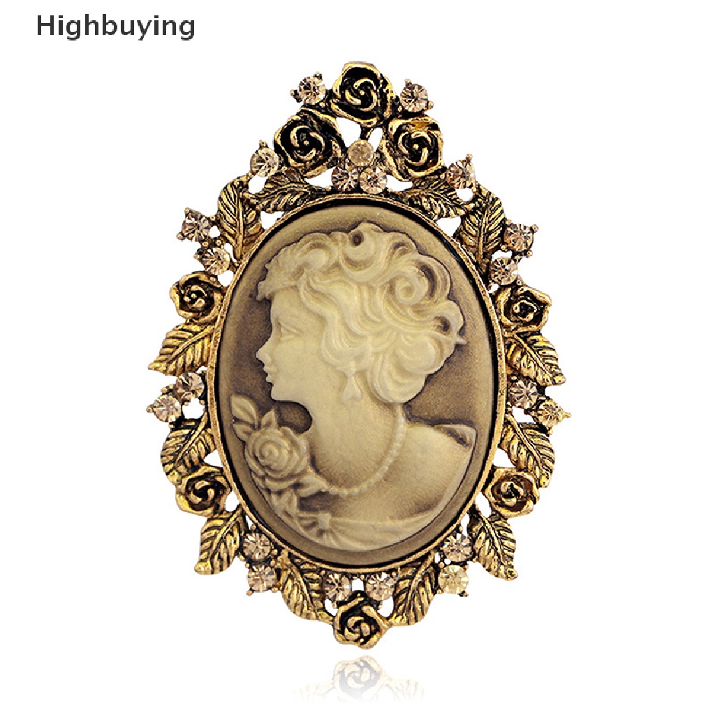 Hbid 1X Vintage Cameo Victorian Style Kristal Pesta Pernikahan Wanita Liontin Bros Pin Glory