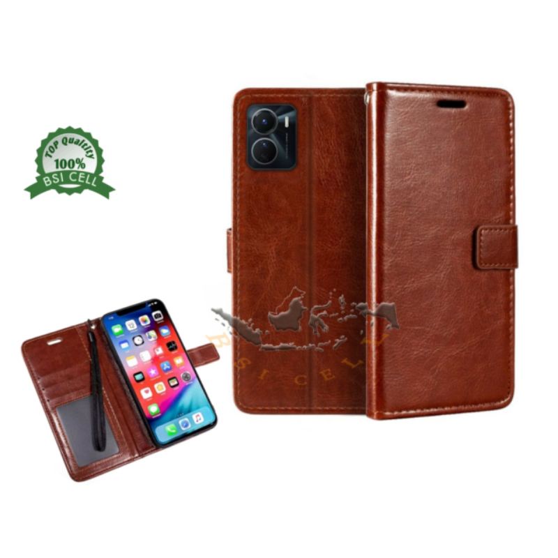 VIVO Y16 Vivo V2204 LEATHER CASE SARUNG HP DOMPET KULIT FLIP CASE