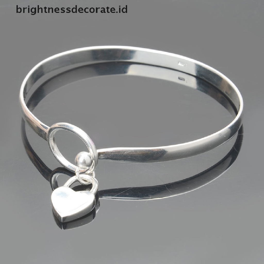 [Birth] Baru Wanita925 Perak Disepuh Pesona Peach Hati Bangle Gelang Cuff Kualitas Tinggi [ID]