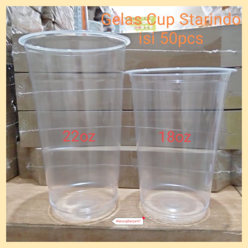 Gelas Cup Starindo 18oz/22oz isi 50pcs Gelas Starindo Gelas Plastik Gelas Cup