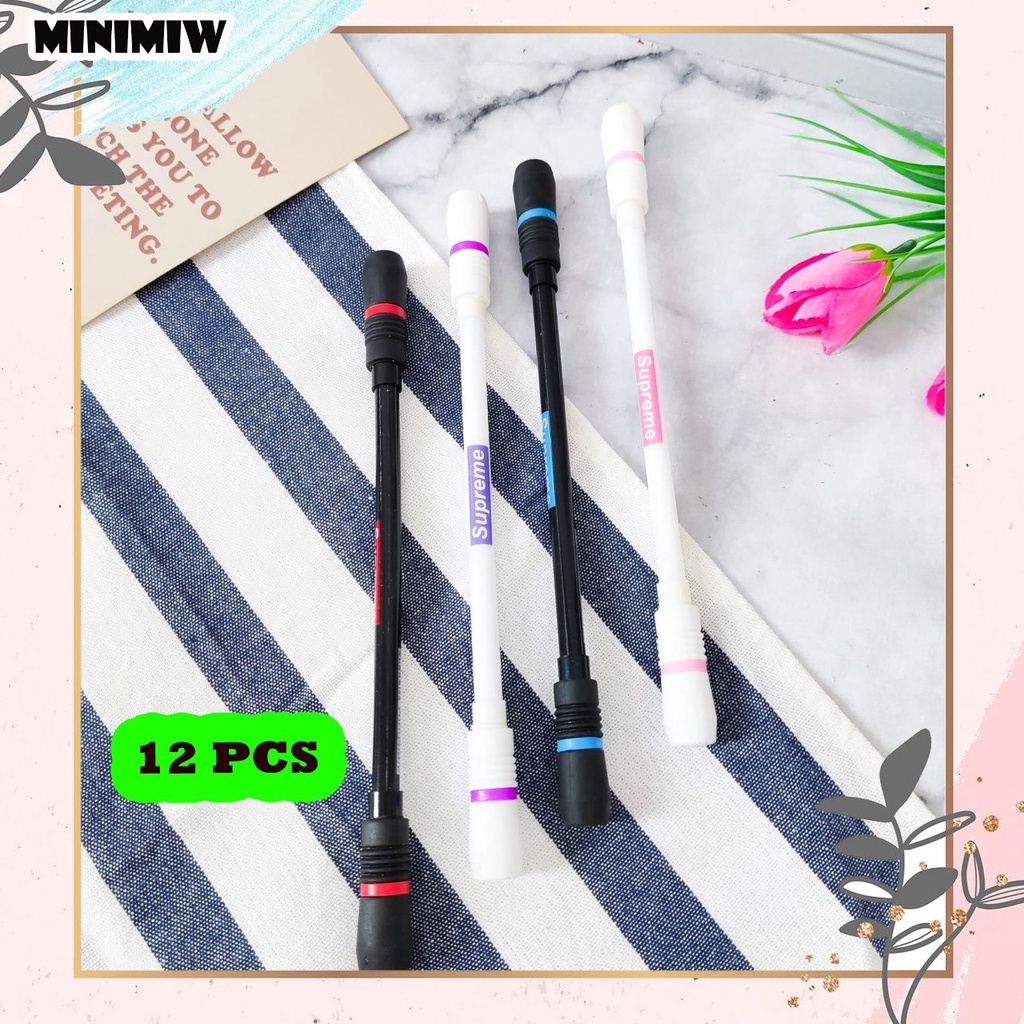 SELUSIN PULPEN MAINAN PUTAR MAGNET SUPREME 12 PCS BOLPEN KARTUN  ALAT TULIS BOLPOIN UNIK IMUT MURAH PEN GEL KARAKTER PENA UNIK LUCU MURAH