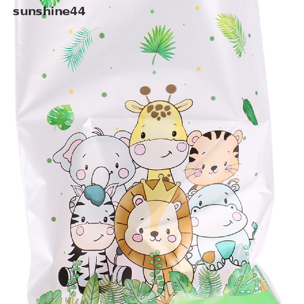 Sunshine 10Pcs Tas Hadiah Permen Tema Jungle Safari Zoo Tas Kemasan Pesta Ulang Tahun.