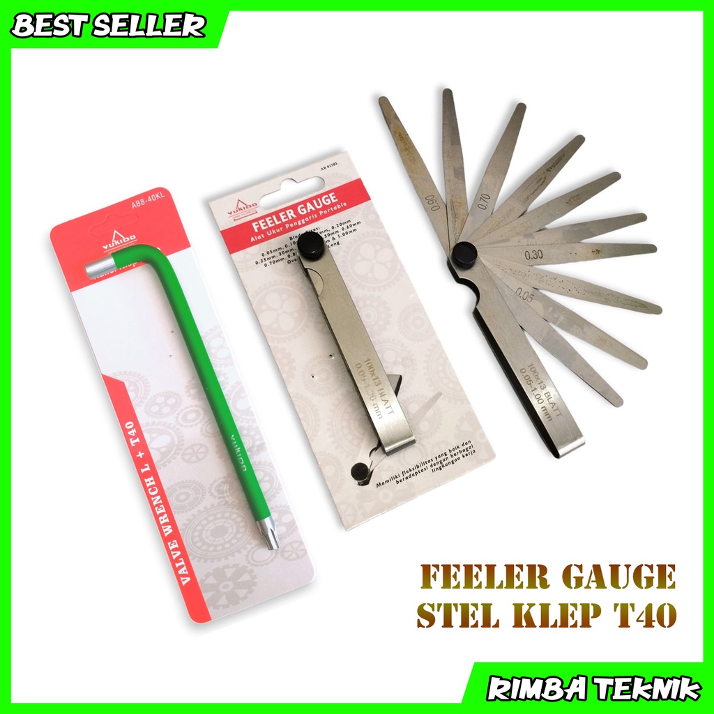 Kunci L Setel Klep T40 + Feeler Gauge 13 pcs / Fuller Kunci Stel Klep Motor Pengukur Celah Klep Mobil