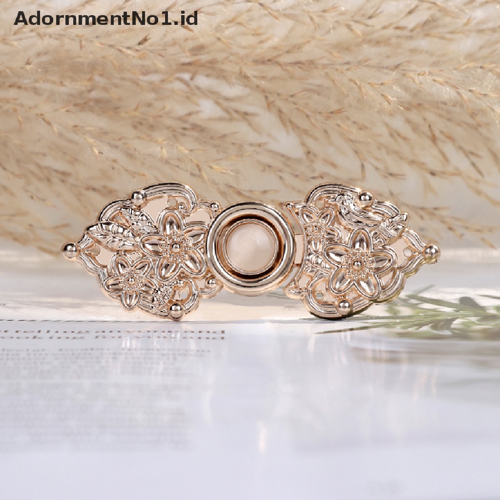 [AdornmentNo1] 2pasang Kancing Simpul Cina Cheongsam Vintage Metal Opal Button Garment Dekorasi [ID]