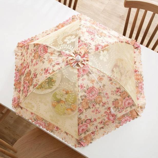 TS002 Tudung Saji Lipat Penutup Makanan Motif Bunga Cantik Mewah • Tudung Saji Makanan "PDK.30Ja23ᴴ"