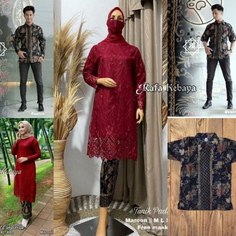 Couole Kebaya Tulle Modern/Set Kebaya  Couple Batik Azalea Hitam
