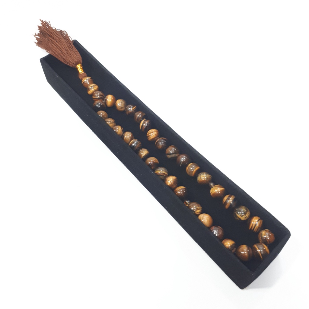 Borneo Estetika - Tasbih Batu Alam Kecubung Amethyst Tiger Eye Isi 33 Perlengkapan Sholat