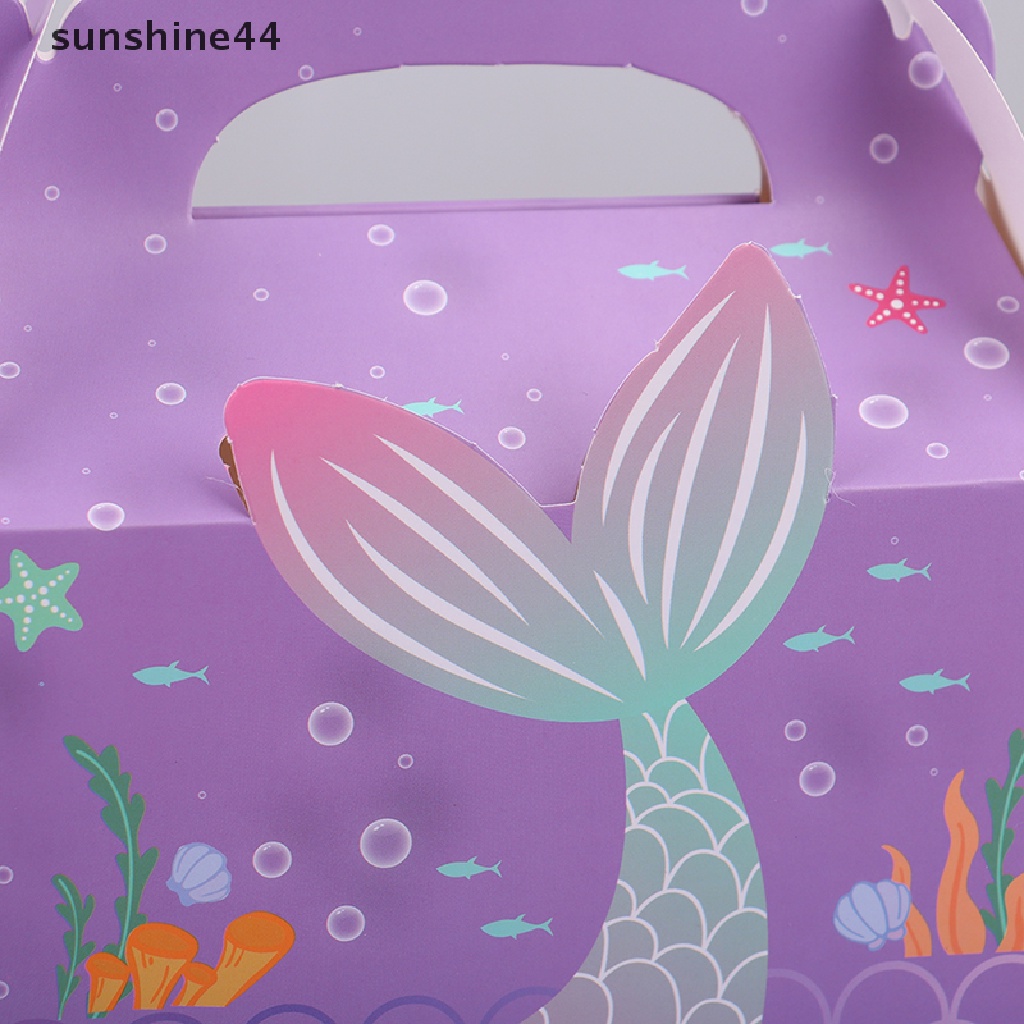 Sunshine 6Pcs Mermaid Candy Box Underwater World Favor Gift Box Kotak Kemasan Kue.