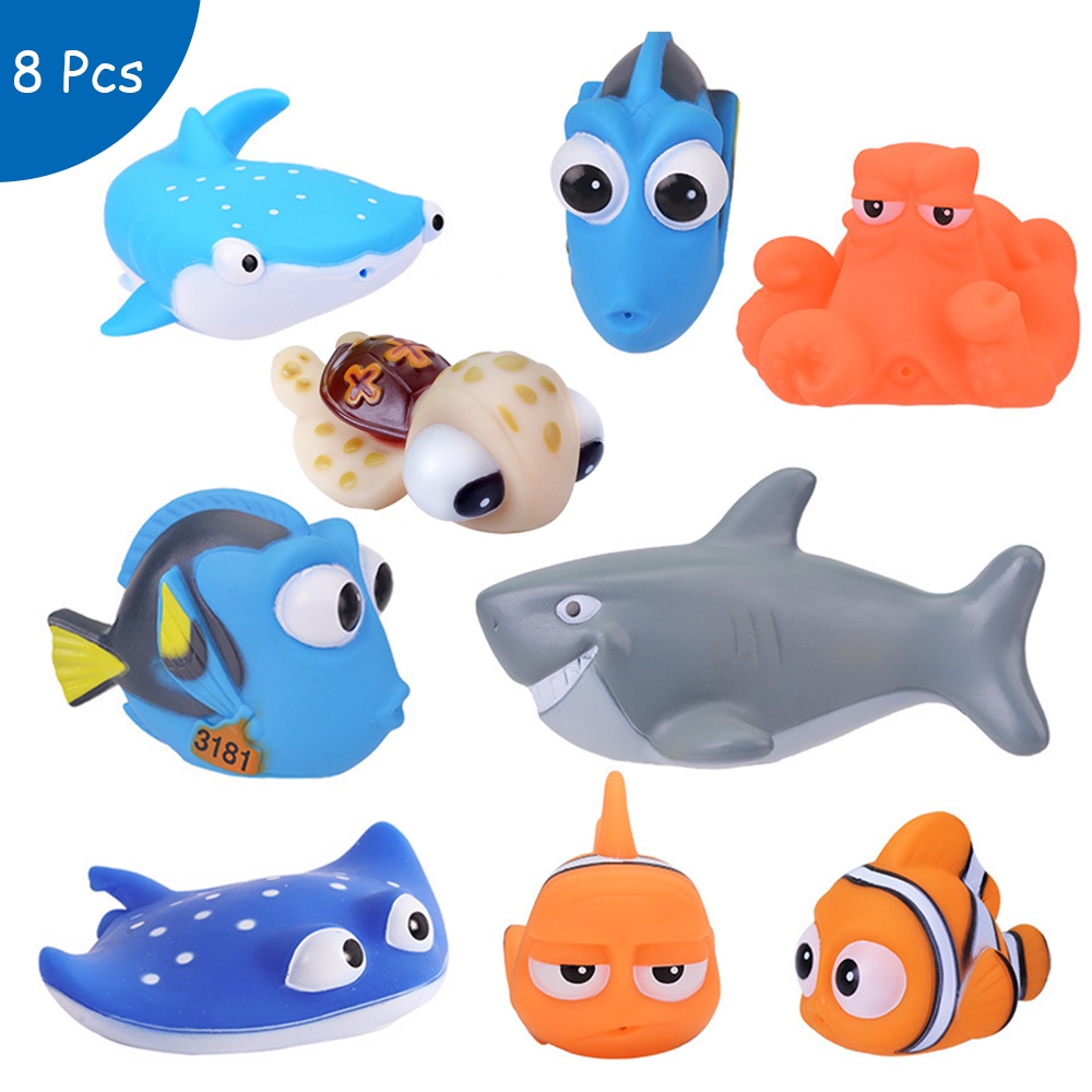 ¤▤Bayi Mainan Mandi Finding Nemo Dory Float Spray Peras Air Mainan Karet Lembut Kamar Mandi Bermain 
