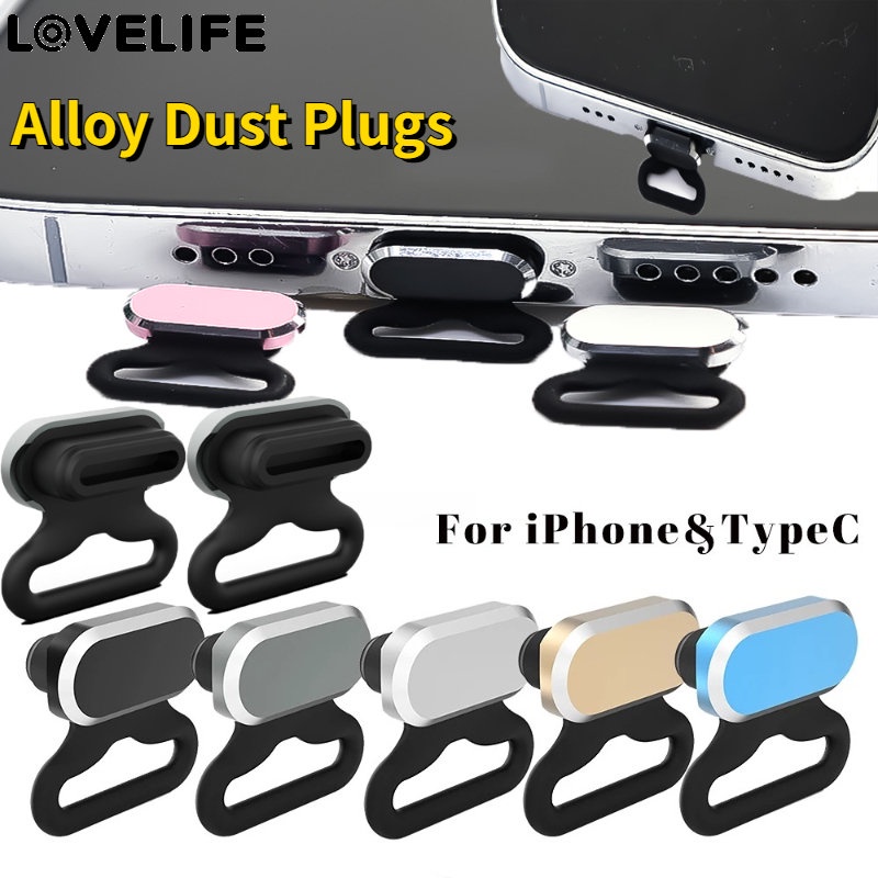 Colokan Anti-drop Ponsel Dapat Digunakan Kembali Colokan Silikon Port Pengisian Aksesori Anti-Noda Tipe-C Alloy Plug Debu Kompatibel Untuk IPhone, Konektor Tipe-C