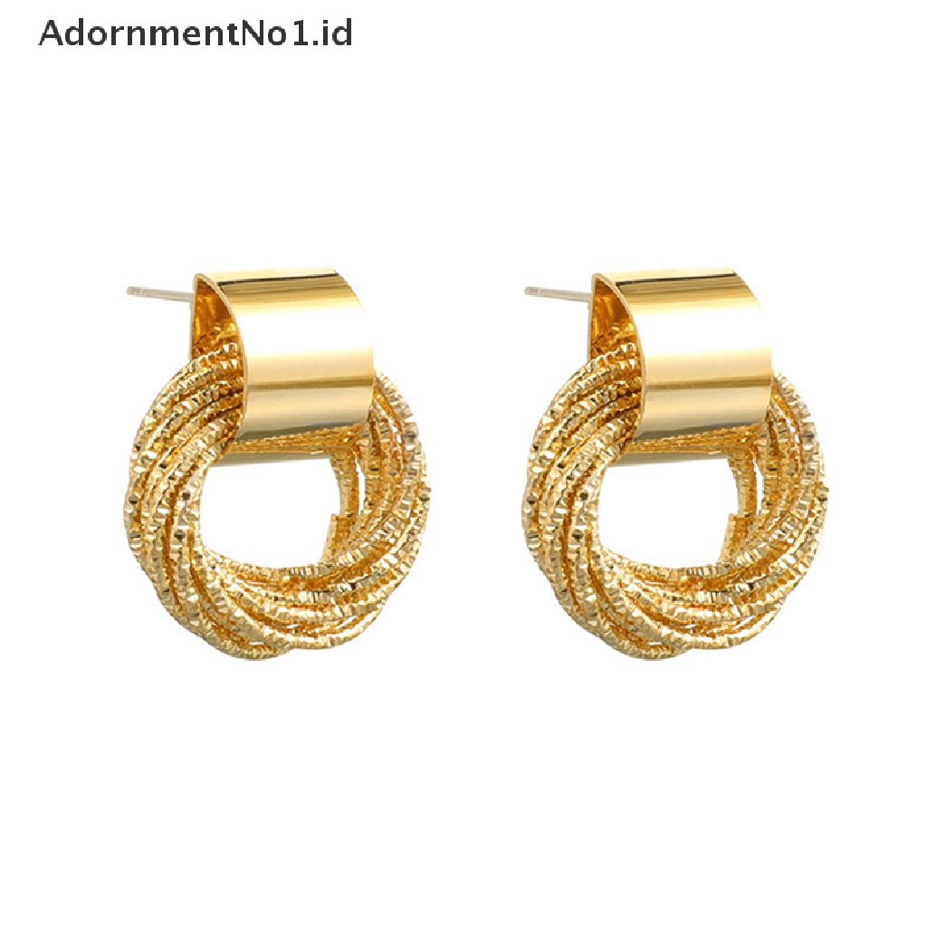 [AdornmentNo1] 1pasang Anting Lingkaran Fashion Untuk Wanita Retro Geometri Logam Drop Earrings Tren Fashion Perhiasan Multi-Tingkat Lingkaran Kecil Pendant Earrings [ID]