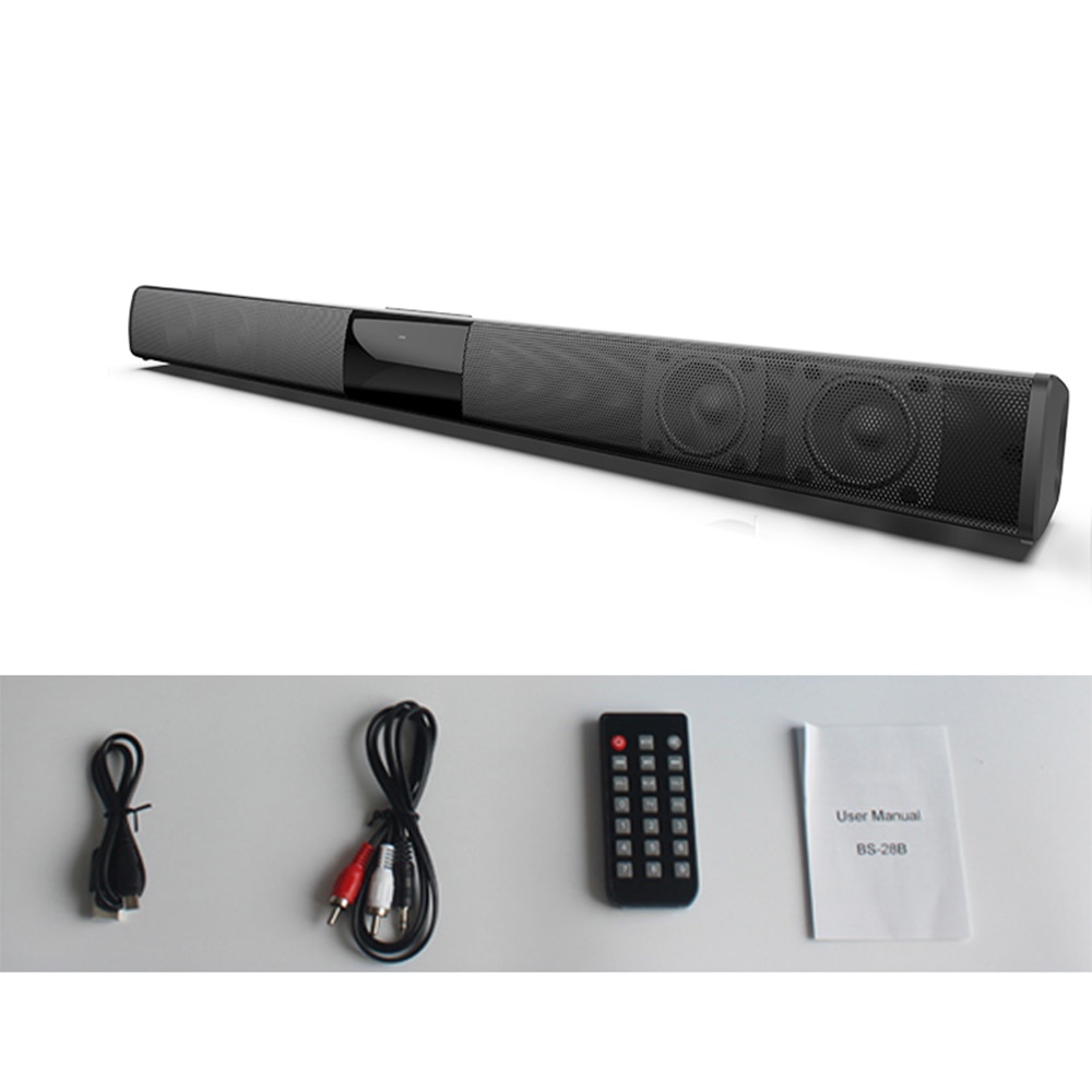 DOOLNNG Soundbar Bluetooth Speaker Home Theater Stereo Subwoofer 20W - Black - 7RSK2IBK