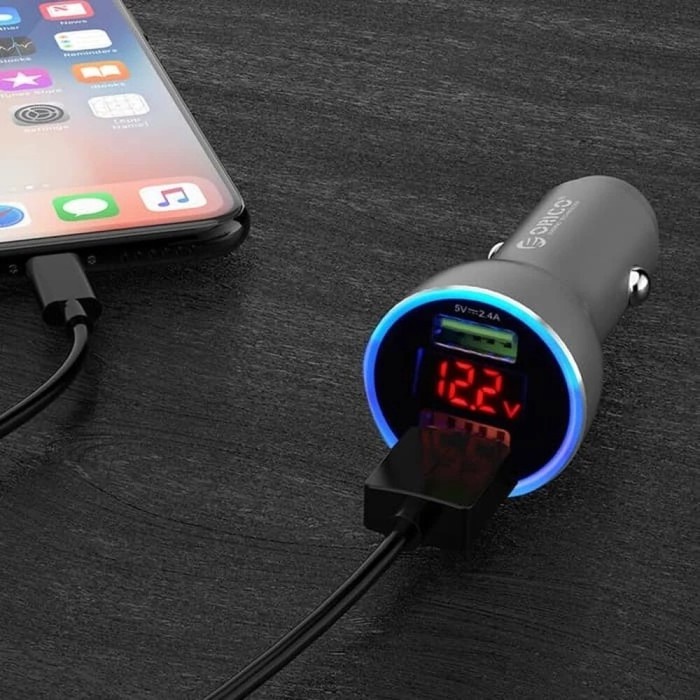 ORICO UPF-K2-GY-BP 30W Dual Ports USB Smart Car Charger