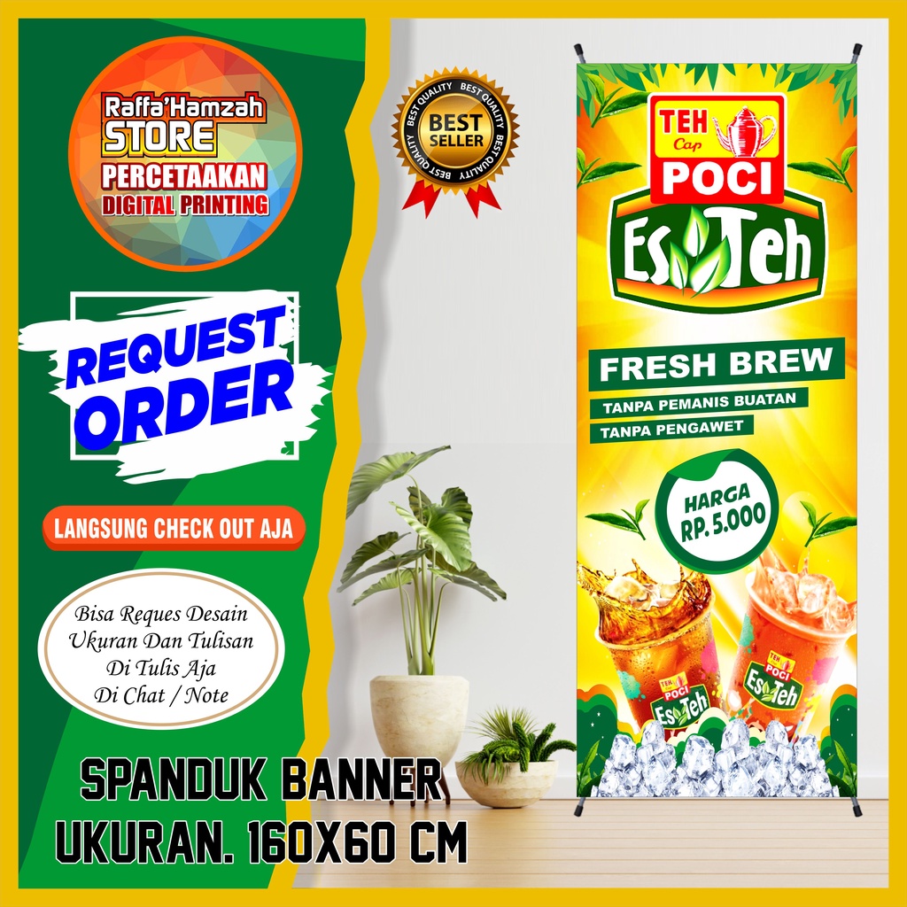 Spanduk Banner Teh Poci Sepanduk Baner Teh Poci Ukuran 160x60 Cm