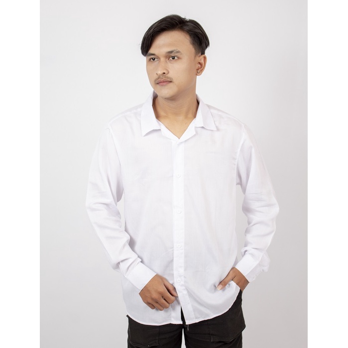 HipNop Long Shirt Rayon Polos Kemeja Pria Polos Lengan Panjang
