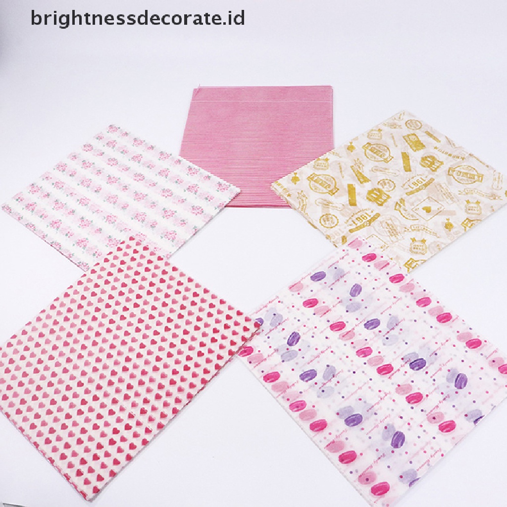 [Birth] 50pcs/lot Kertas Lilin Pembungkus Makanan Wrapping Paper Food Grade Grease Paper Untuk Roti Sandwich Burger Fries Oilpaper Baking Tools [ID]