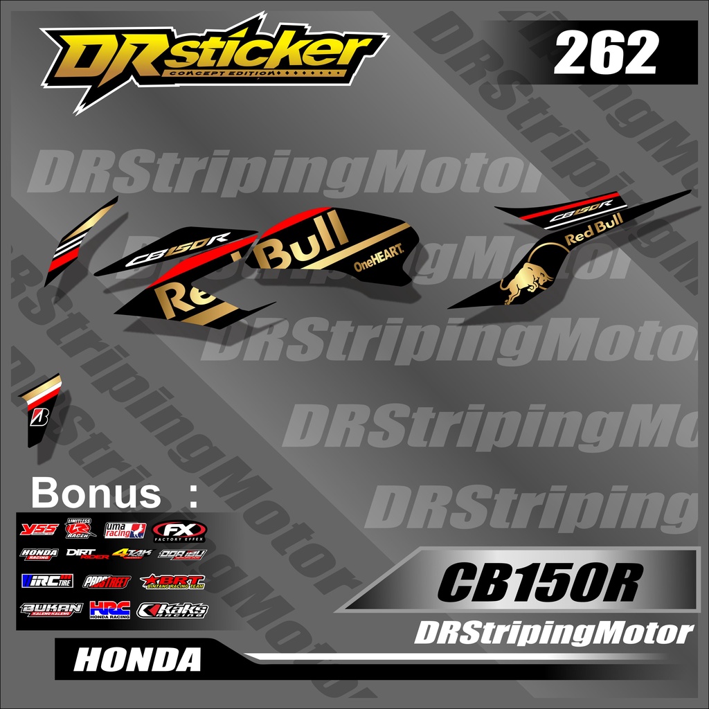 262 (cod) Striping Sticker CB 150 R variasi REDBULL 01 semi full